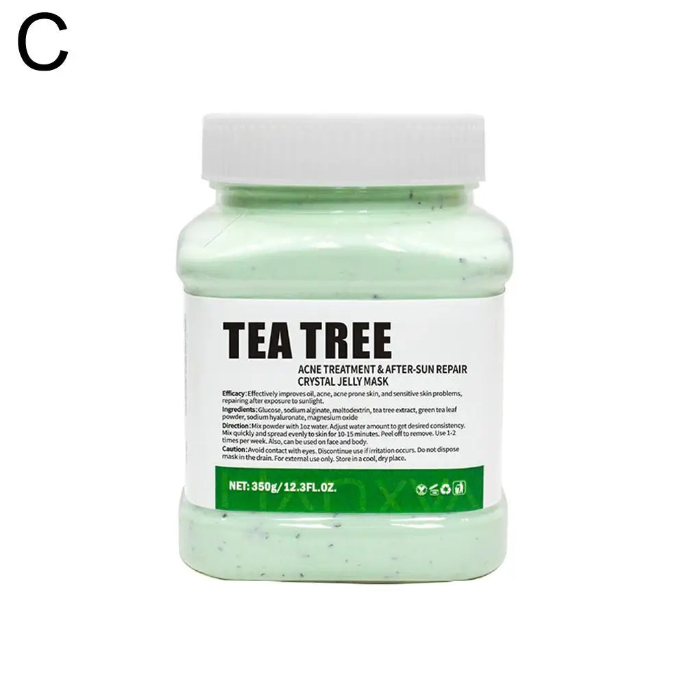 Jar of tea tree facial mask on a white background