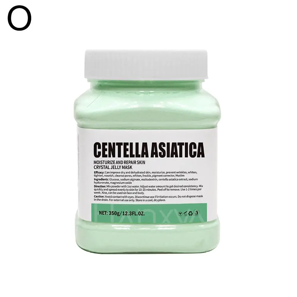 Green jelly mask jar with white lid on a white background