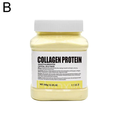 Collagen protein mask jar with white lid on a white background