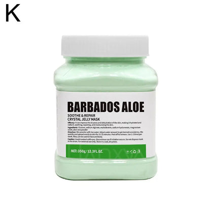 Green jelly mask jar with white lid on a white background