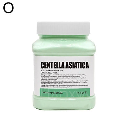 Green jelly mask jar with white lid on a white background